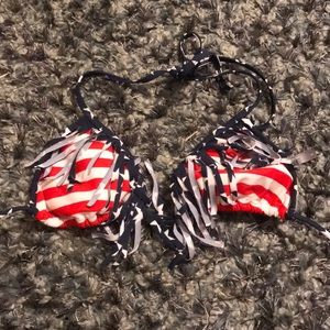PACSUN American flag fringe swimsuit top...small